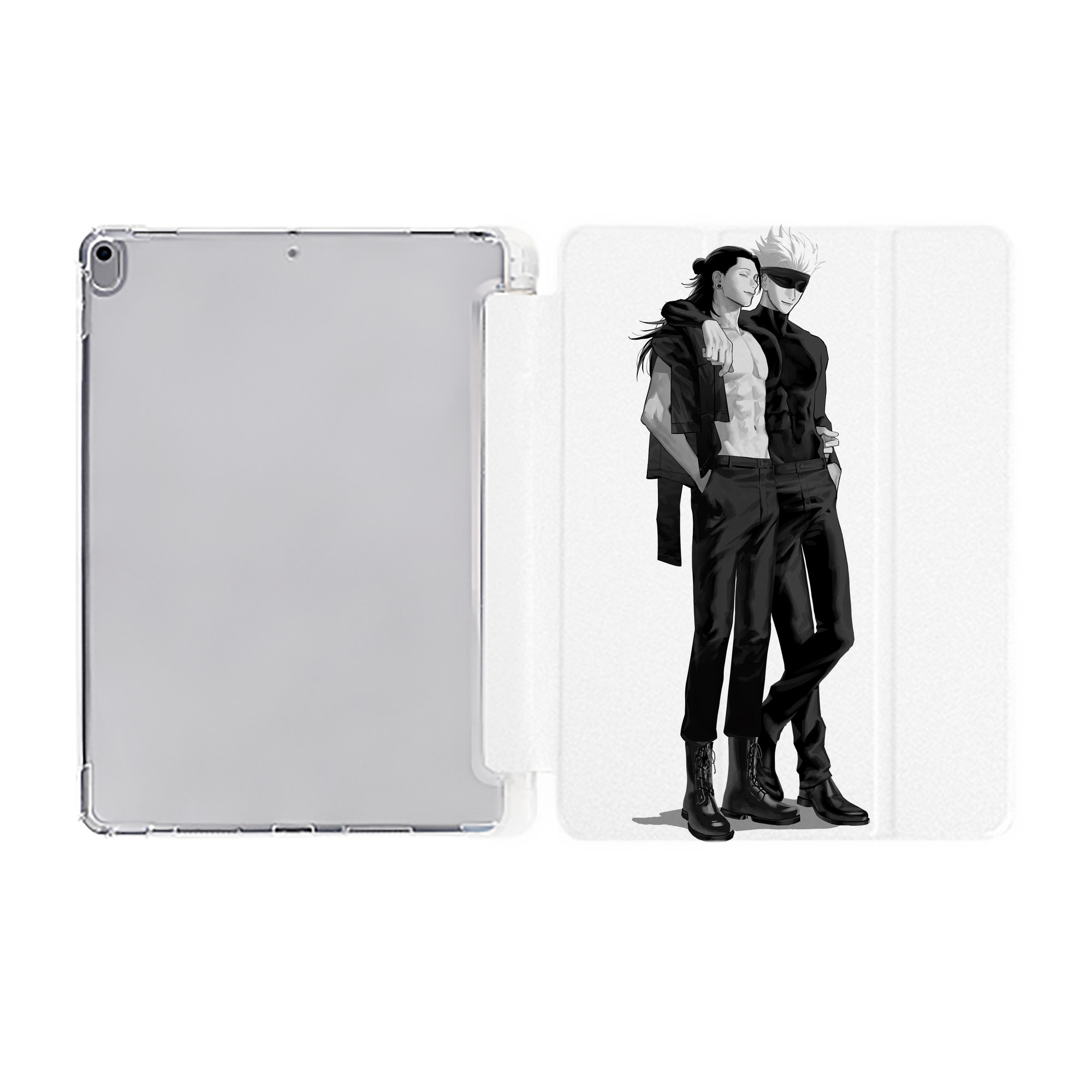 （画像用） 呪術廻戦 Jujutsu Kaisen IPad ケース ペン収納付き 三つ折りスタンド PUレザー×シリコン 対応機種9.5/10.5/10.9インチ